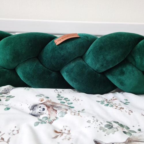 ochraniacz welurowy do łóżeczka butelkowa zieleń